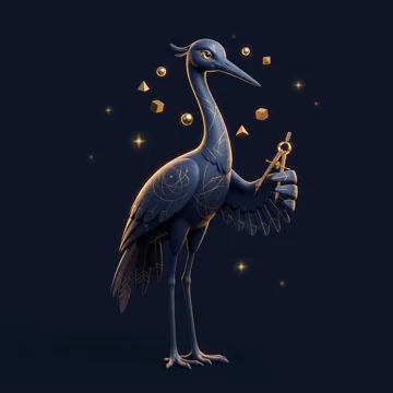 Mimar — the Architect, a navy crane holding a golden compass